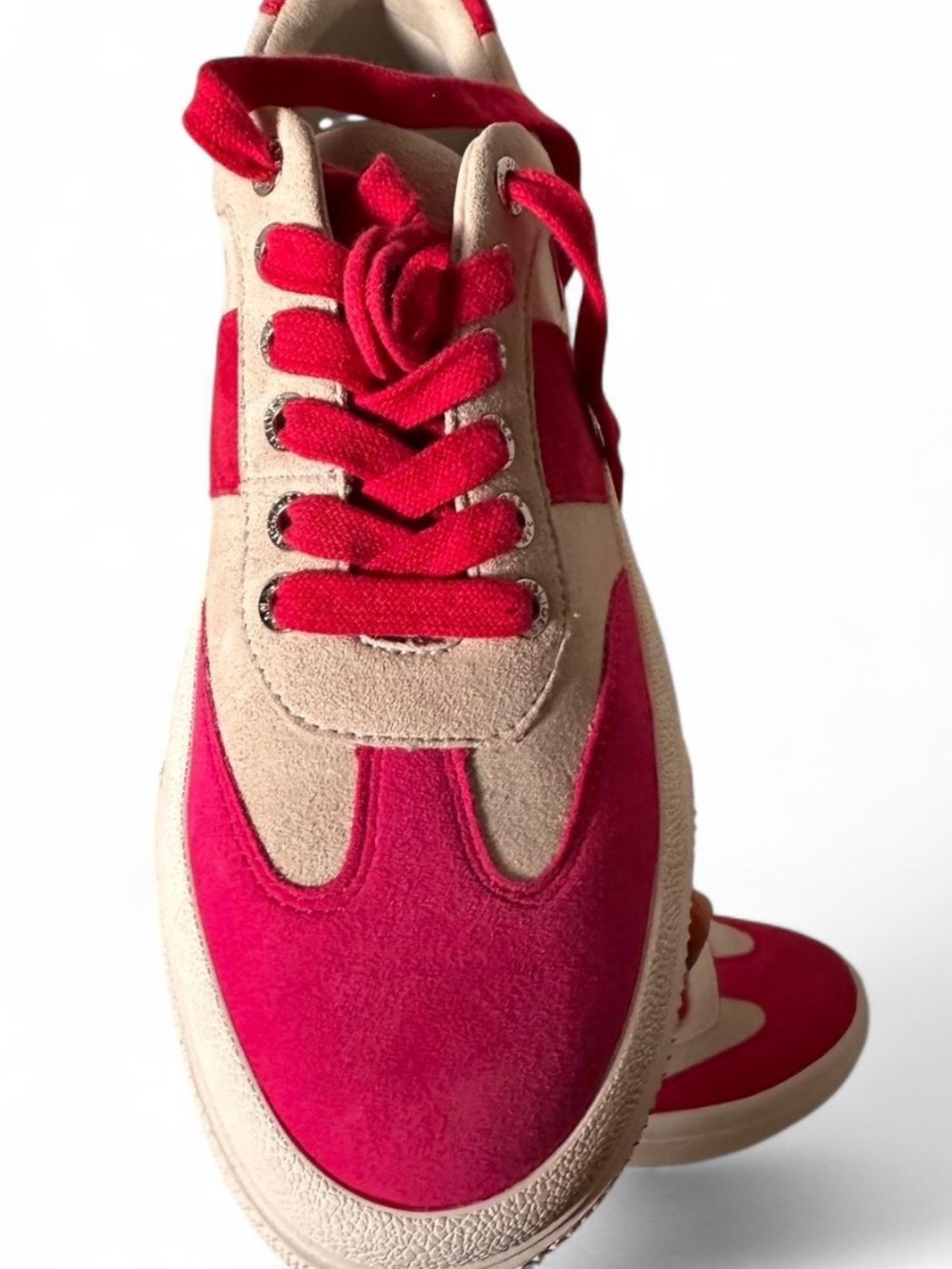 J/Slides Pink Fuchsia Suede Platform Sneakers Women’s 8M Colorblock
